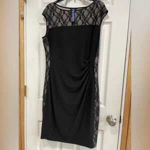 Fully Lined Chaps Dress with Lace Details Black XL